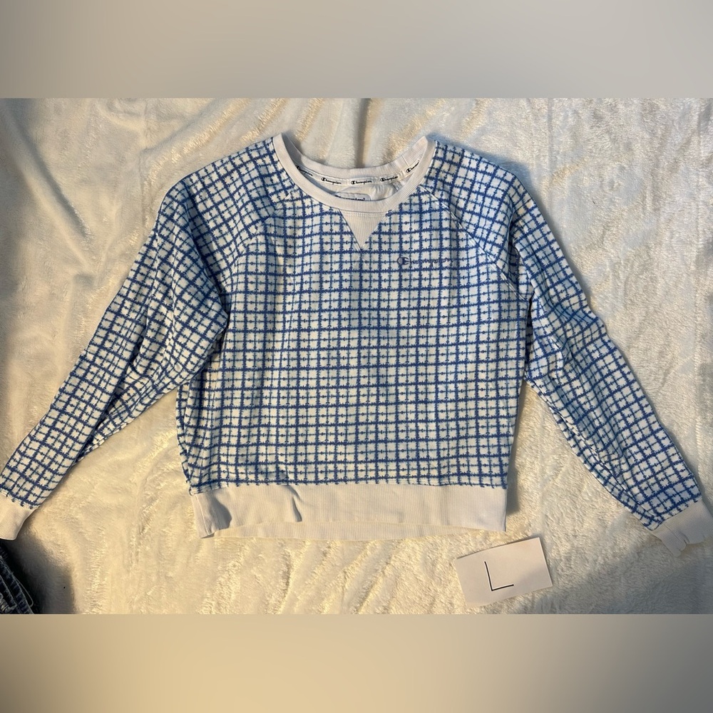Champion Women’s Blue and White Crewneck